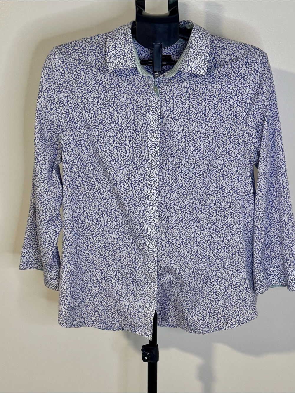 Talbots Blue and White Floral Button-Down Shirt
